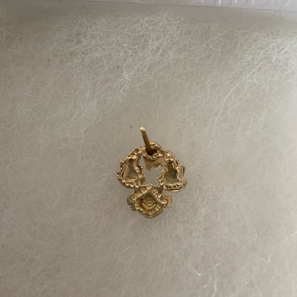 Harley Davidson 10k Gold Bar and Shield Cubic Zirconia Post Earrings - Picture 3 of 6